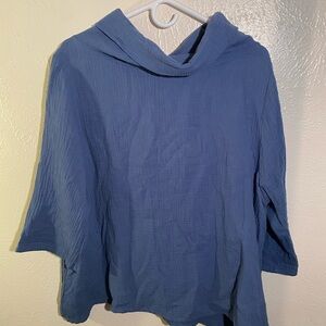 Blue Gauze Pullover Top